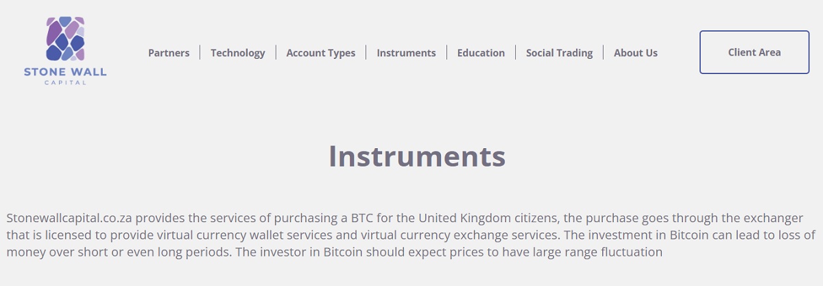 Stonewall Capital trading instruments