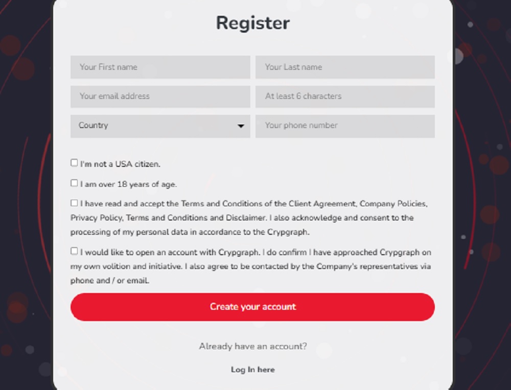 Crypgraph registration