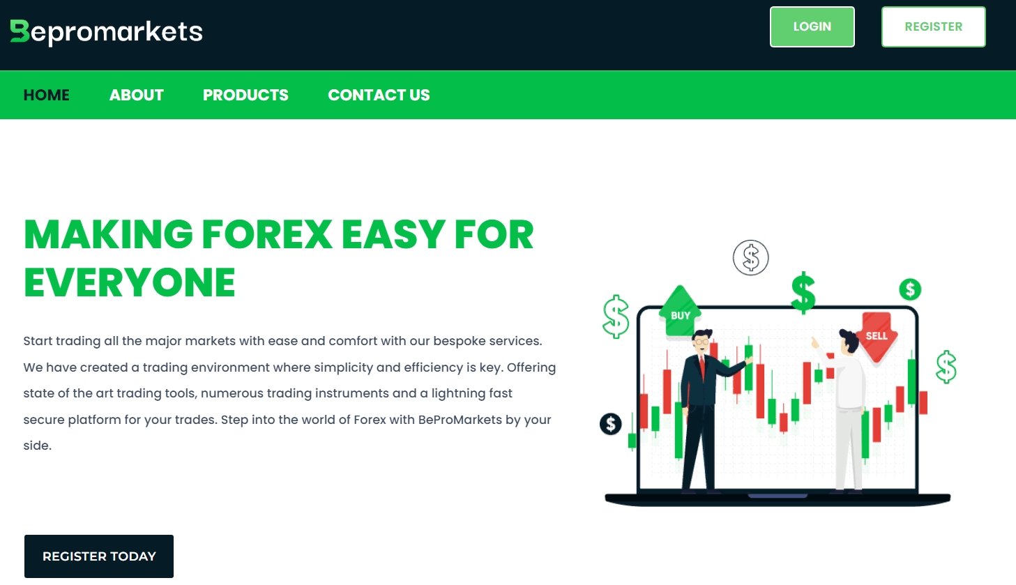 Bepromarkets homepage