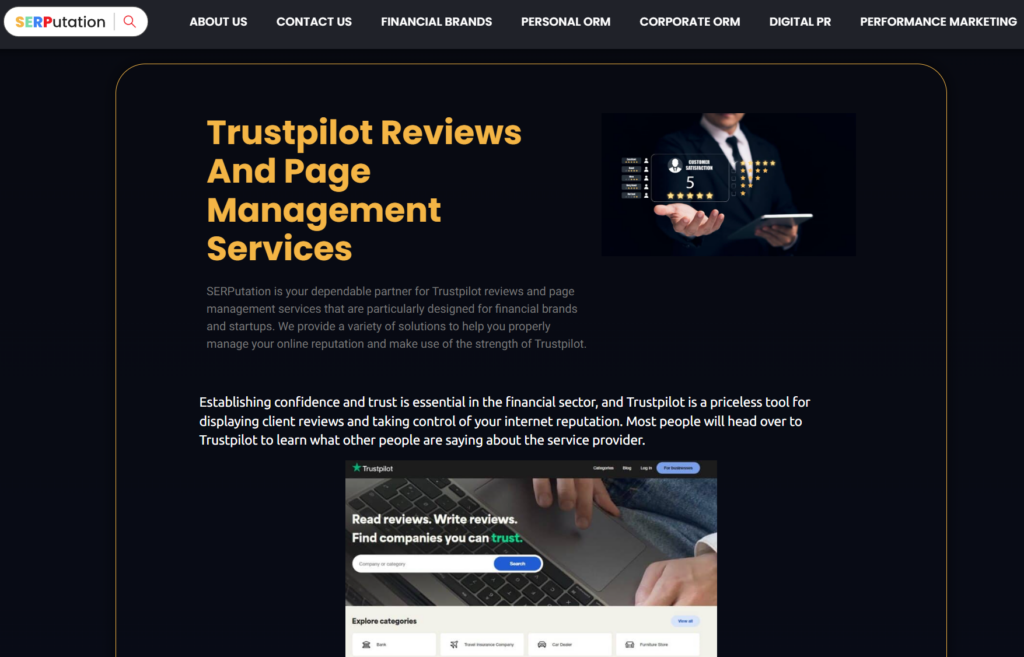 SERPutation - Trustpilot Reviews And Page Management Services for Crypto Brokers