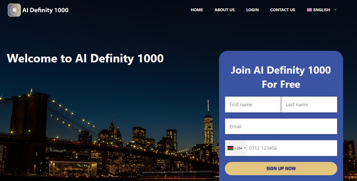 AI Definity 1000 Homepage