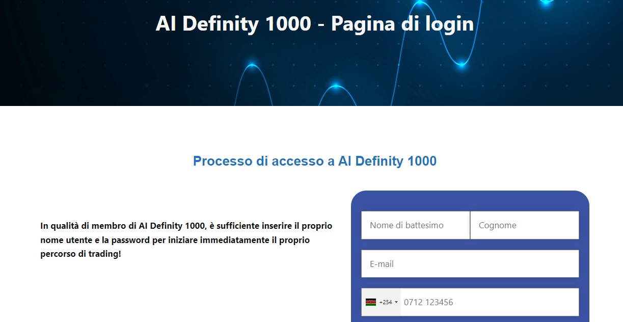 AI Definity 1000 Sign-up Page