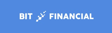 BitFinancial Logo in weiß auf blauem Hintergrund